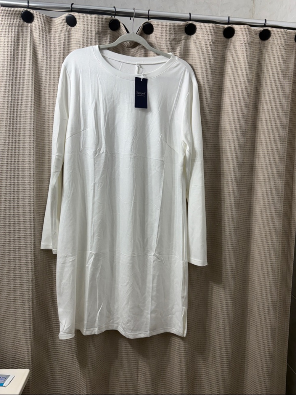 Sampeel White Long Sleeve Shift Dress so comfy stretchy
